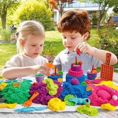 YIDESTARS Sensory Play Kit: Sand Art & Ice Cream Toy - 4lbs Colorful Sand,Molds,Tools,Sandbox w/Lid - Fun Gift for Kids(3-8) - Image 4