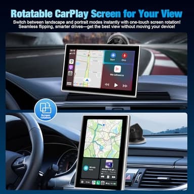 7" Portable Wireless CarPlay Screen for Car – Apple CarPlay & Android Auto, HD Touch Screen Car Stereo, Bluetooth, GPS Navigation, Voice Control, Plug-and-Play with FM/AUX/Mirror Link (Silver) - Image 6