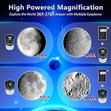 Gaterda Telescope, 90mm Aperture 900mm Refractor Telescope for Adults High Powered, Astronomical Telescopes for Adults Astronomy Beginners with Professional Eyepieces, Tripod, Phone Adapter&Carry Bag - Image 3