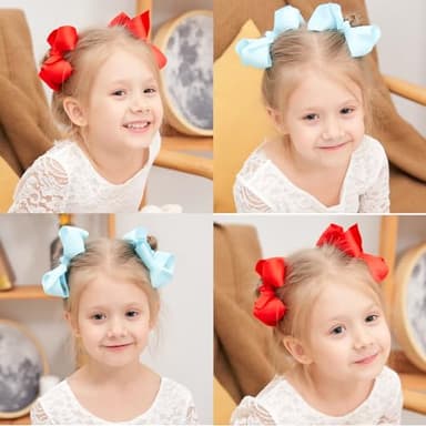 40PCS 4.5 Inch Hair Bows for Girls Grosgrain Ribbon Toddler Hair Accessories with Alligator Clips for Toddlers Baby Girls Kids Teens in Pairs - Image 2