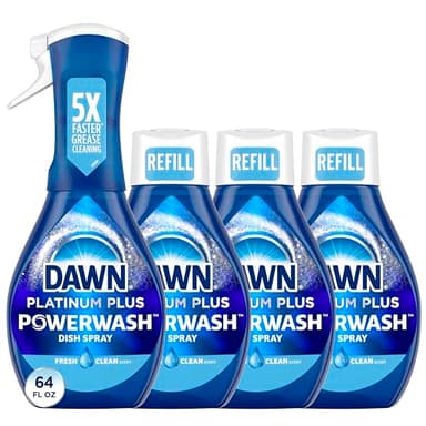 Dawn Platinum Powerwash Dish Spray, Dish Soap Liquid, Fresh Scent Bundle, 1 Spray (16oz) + 3 Refills (16oz each)(Pack of 4) - Image 1