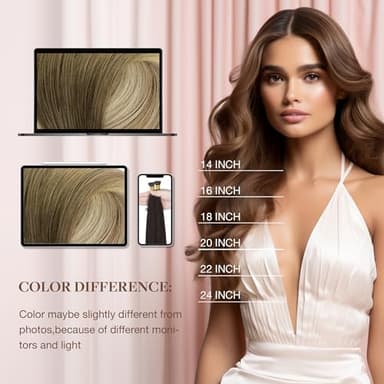 GOO GOO I Tip Hair Extensions - Real Human Hair, 18inch 100g 100S, Cold Fusion I Tip, Invisible Remy, 3/8/613 Balayage Walnut Brown to Ash Brown and Bleach Blonde - Image 8