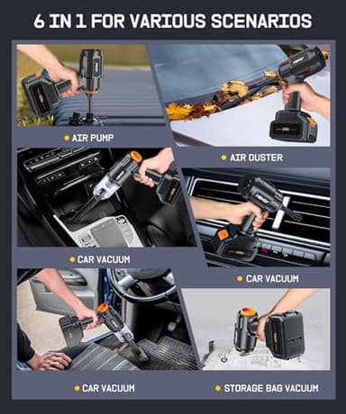 MBNGF Car Vacuum Portable Cordless, 35000PA High Power Suction & Blower, Wireless Handheld Vacuum Cleaner for Car, Home, Office, Pet(Abyssal Black) - Image 6