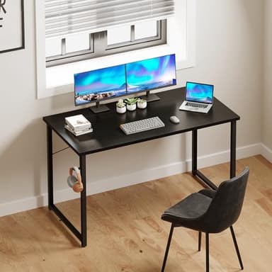 ODK 48 Inches Computer Desk for Small Spaces, Study Table for Home Office, Writing Desk with Headphone Hooks, Black - Image 6