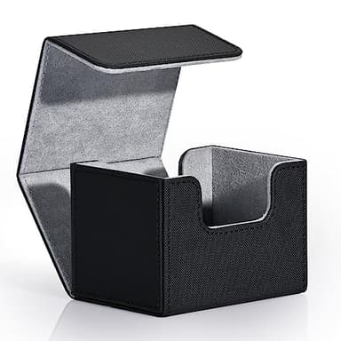 ZLCA Card Deck Box for Trading Cards, MTG Commander Deck Box Holds 120+ Single Sleeved Cards, Leather Magnetic Card Storage Box Fits for TCG CCG Magic Cards (Black) - Image 1