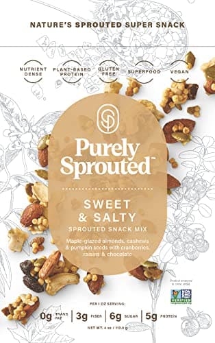 Purely Sprouted Sweet & Salty Snack Mix: Vegan, Gluten-Free, and Non-GMO Blend for a Healthy Crunch! (4 oz,4 pack) - Image 1
