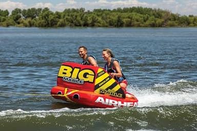 Airhead Big Mable, 1-2 Rider - Inflatable Towable Tube for Boating and Water Sports, Heavy Duty Full Nylon Cover & Zipper with EVA Foam Padding, Easy Inflating & Deflating - Image 9