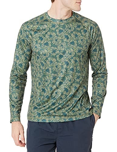 Amazon Essentials Men's Long-Sleeve Quick-Dry UPF 50 Swim Tee, Olive Hibiscus Flower, X-Large - Image 1