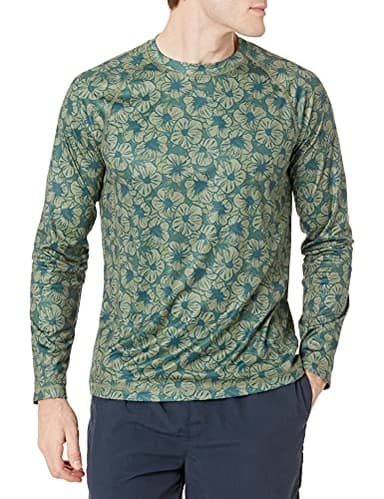 Amazon Essentials Men's Long-Sleeve Quick-Dry UPF 50 Swim Tee, Olive Hibiscus Flower, X-Large - Image 1