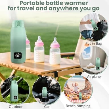 Qupite Portable Bottle Warmer for Travel,17oz Portable Milk Warmer for Baby Fast Heating,30W Fast Charge Precise Temperature Control Bottle Warmer On The Go Baby Milk Warmer for Breastmilk & Formula - Image 6