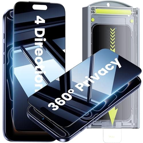 WSKEN for iPhone 17 Pro Max Privacy Screen Protector - [4 Way 360 Anti Spy] [Auto Dust-Remove] 10X Military Shatterproof 4 Directions Zero Bubble Anti Peep Tempered Glass Film for 17 Pro Max - Image 1