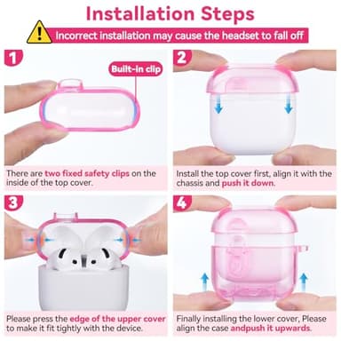 Skyconser with Safety Lock for Apple AirPods 4 Case 2024,Clear Cases with Phone Stand & Cleaning Kit,Soft TPU Cover for AirPods 4th Generation Case,Cute Bling Keychain for Women Girls-Clear Pink - Image 8