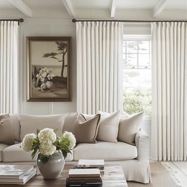 TWODRAPES Pinch Pleated Extra Wide Curtain Panels 96 Inches Long 70 Wide Linen Curtain for Patio Sliding Glass Door Semi Sheer Cream Hooks Rings Privacy 96 Inch Length for Living Room 70x96 1 Panel - Image 9