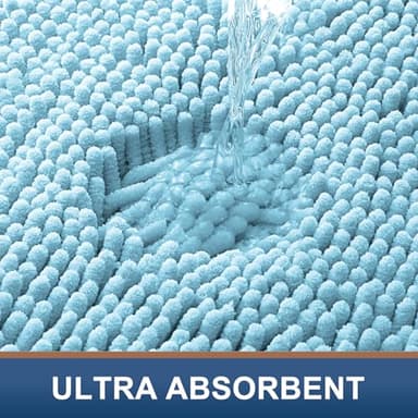 Smiry Luxury Chenille Bathroom Rugs 36x24, Extra Soft and Absorbent Shaggy Bath Mat, Machine Washable, Non-Slip Plush Carpet Runner for Tub, Shower, and Floor, Home Decor Accessories, Sky Blue - Image 5
