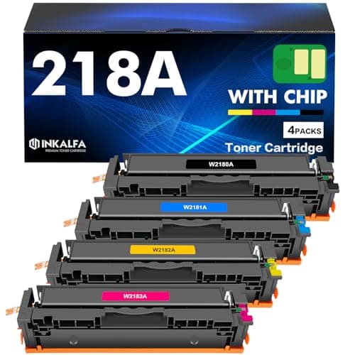 218A Toner Cartridges 4 Pack with Chip 218X 3201dw 3301fdw Compatible Replacement for HP 218A 218X Color Laserjet Pro MFP 3301cdw 3301sdw Pro 3201dw Series Printer High Yield W2180A Ink Set (B/C/Y/M) - Image 1