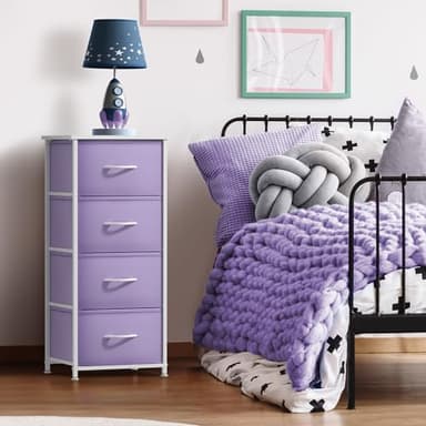 Sorbus Dresser Storage Tower, Organizer Drawers for Closet Boys & Girls Bedroom, Bedside Furniture, Chest for Home, College Dorm, Steel Frame, Wood Top, Fabric Bins (Purple) - Image 2