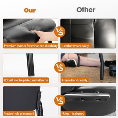 Elevon Waiting Room Chairs No Wheels Set of 4, Leather Stationary Office Reception Guest Chair with Padded Arms for Elderly Desk Conference Room Lobby Table Side Salon - Image 6