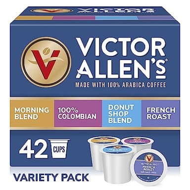 Victor Allen's Coffee Variety Pack (Morning Blend, 100% Colombian, Donut Shop Blend, French Roast), 42 Count, Single Serve Coffee Pods for Keurig K-Cup Brewers - Image 1