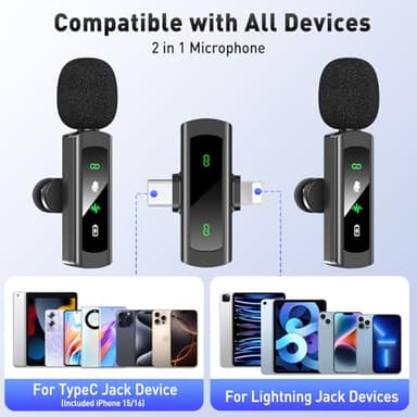 2 IN 1 Model J4 Mini Wireless Lavalier Microphone for iPhone 15 16, iOS and Android Devices - Noise Reduction Lapel Mic for Recording, Clip on Omni Lav Mic for Video Recording, Tiktok, Youtube, Vlog - Image 5