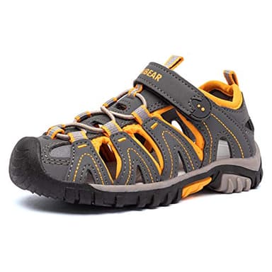 HOBIBEAR Boys Outdoor Closed-Toe Summer Kids Athletic Sport Sandals Lightweight-Grey/Orange - Image 1