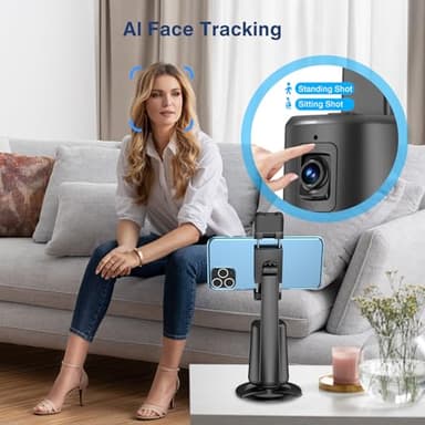 Auto Face Tracking Tripod 360° Rotating Cell Phone Photo and Video Kits Stand, No App, Camera Stand with Remote and Gesture Control, Rechargeable Smart Shooting Stand for Live Recording Tiktok(Black) - Image 6