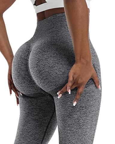 NORMOV 4 Piece Butt Lifting Workout Leggings for Women, Seamless Gym Scrunch Booty Lifting Sets(2Black/Grey/Burgundy, L) - Image 2