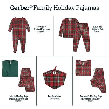 Gerber Holiday Family Matching Pajamas, Infant 1-Piece, Red Stewart Plaid, 18 Months - Image 7