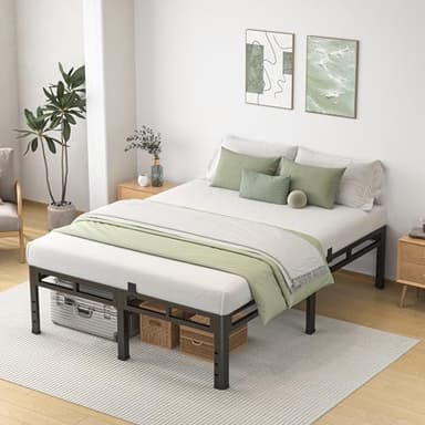 NKZ Queen Size Bed Frame 14 Inch, Metal Bed Frame & Box Spring 2 in 1 Platform with Round Corner Legs, 4000lbs Weight Capacity Reinforced Metal Frame, Headboard Hole, Noise-Free, Easy Assembly - Image 9