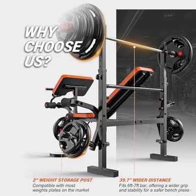 XDDIAS Weight Bench, 6 In 1 Bench Press Squat Rack Weight Bench With Leg Extension And Leg Curl, Weight Benches For Home Gym With Preacher Pad, Full Body Flat Incline Bench For Weight Lifting - Image 6