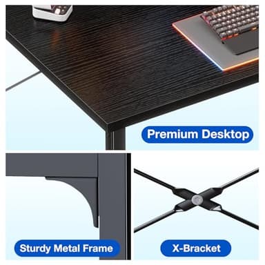 ODK 48 Inches Computer Desk for Small Spaces, Study Table for Home Office, Writing Desk with Headphone Hooks, Black - Image 7