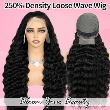 MEIMEI 34 Inch Long Lace Front Wigs Human Hair Loose Wave 250% Density 15A Grade Real Full Large Lace Space 13x4 Loose Deep Wave Lace Frontal Wigs Human Hair Pre Plucked for Black Women - Image 8