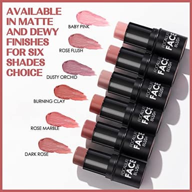 FOCALLURE Cream Blush Makeup,Buildable Blush Stick for Cheeks,Matte and Dewy Finish,Long Wearing,Easy Application,Lightweight Multi Stick,ROSE MARBLE - Image 5