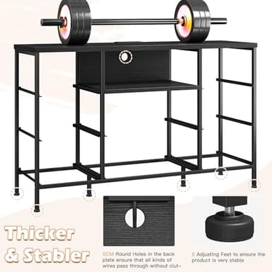 Black Dresser TV Stand for 55'' with LED Lights & Charging Station, Dresser for Bedroom with 8 Drawer, Chest of Drawers with Open Shelves, 6 Adjustable Feet, Hallway, Entryway - Image 8