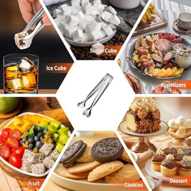 Mini Serving Tongs, Anytrp 18-Packs Stainless Steel Sugar Tongs, 4.3inch Ice Tongs Kitchen Appetizers Tongs for Coffee Bar, Tea Party, Desserts Party, Sugar and Ice Bucket - Image 6