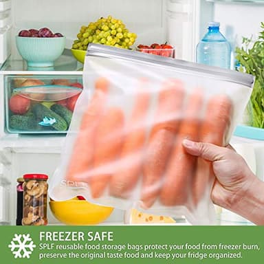 SPLF 6 Pack Reusable Gallon Freezer Bags Dishwasher Safe, BPA FREE Reusable Food Storage Bags, Extra Thick Leakproof Silicone Free 1 Gallon Bags for Marinate Meat, Cereal, Sandwich, Snack, Travel Item - Image 5