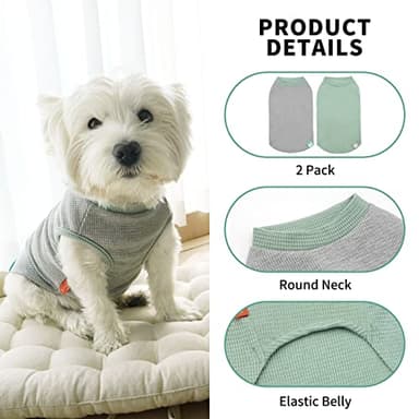 KYEESE 2Pack Dog Shirts Waffle for Small Dogs Stretchy Pet T-Shirts Lightweight Dog Tank Top Sleeveless Dogs Vest Breathable, X-Large, Green+Grey - Image 7