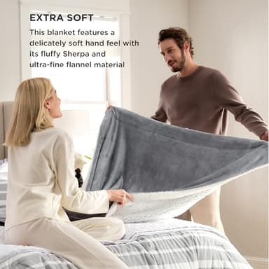 Bedsure GentleSoft Sherpa Fleece Throw Blanket for Couch - Thick and Warm Blanket for Winter, Soft Fuzzy Plush Throw Gift for Women, Grey, 50x60 Inches - Image 3