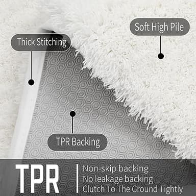 Yimobra Bathroom Rugs Non Slip Washable 36x24, Ultra Soft and Water Absorbent Bath Mats, Plush Fluffy Shower Mat Outside, Luxury Microfiber Thick Carpet Matts for Bathroom Floor/Tub, Off White - Image 7