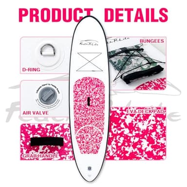 FEATH-R-LITE Inflatable Stand Up Paddle Board 10'x30''x6'' Ultra-Light (16.7lbs) SUP with Paddleboard Accessories,Three Fins,Adjustable Paddle, Pump,Backpack, Leash - Image 4