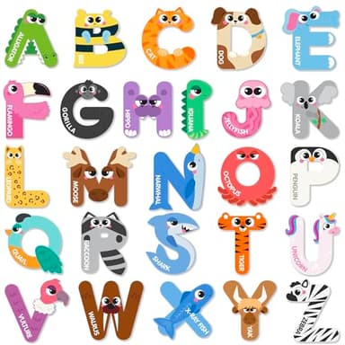 JOYIN Magnetic Letters, Animal Alphabet Fridge Magnets for Toddlers 3 4 5 Years Old, 26 Uppercase Refrigerator Magnets, Large Size ABC Educational Spelling Learning Toys for Kids - Image 1