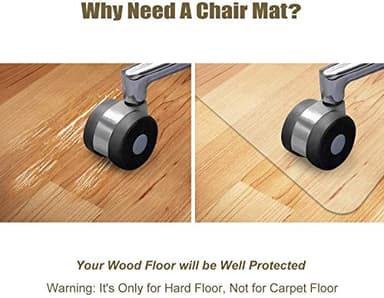 Azadx Chair Mat for Hardwood Floor 36" x 48" Office Chair Mat for Hardwood Floors 2mm PVC Slip Resistant Heavy Duty Floor Protector Computer&Desk Chair Mats for Rolling Chairs - Image 5