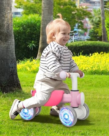Colorful Lighting Baby Balance Bike for 1 Year Old Girls, Toddler Toys for 1 Year Old Girls Gifts, First Bike with Music and Soft Seat, 12-24 Month Toddler Balance Bike, First Birthday Gifts - Image 8