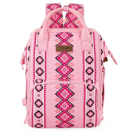 Wrangler Diaper Bag Backpack Aztec Travel Backpack Purses Western Multi-Function Baby Bags for Mom with Waterproof Insulated Pockets - Image 1
