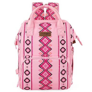 Wrangler Diaper Bag Backpack Aztec Travel Backpack Purses Western Multi-Function Baby Bags for Mom with Waterproof Insulated Pockets - Image 1
