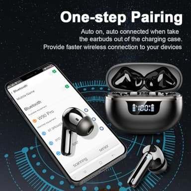 Wireless Earbuds Bluetooth Headphones Noise Cancelling, Bluetooth 5.4 Ear bud with Dynamic Drivers Stereo, 40H Playtime Sports Earphones Wireless Waterproof with LED Power Display for Laptop Pad Phone - Image 5