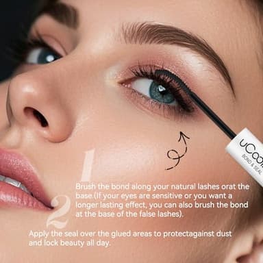 Lash Bond and Seal uCoolMe Waterproof for Lash Clusters 144Hours Super Hold Long-Lasting Non-Irritating Eyelash Glue for DIY at Home(Black Bond,10ML) - Image 3