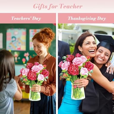 Pop Up Flower Card, 3D Greeting Card – Red Rose Bouquet – For Wife, Girlfriend – Romantic Gift for Anniversary, Valentine’s Day - Image 4