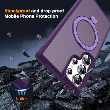 SKYLMW Compatible with Samsung Galaxy S24 Ultra Case with Magnetic Ring Stand, Purple - Image 7