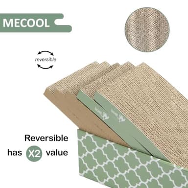 MECOOL Cat Scratching Board，5PC Cat Scratch Pad with Box，Reversible Corrugated Cat Scratcher Cardboard and Lounge Bed for Indoor Cats, Catnip - Image 4