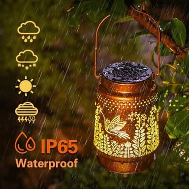 Hummingbird Solar Lanterns Outdoor Waterproof Hanging Solar Lights Hummingbird Gifts for Women Men Metal Decorative LED Hummingbird Lanterns for Garden Decor,Yard,Patio,Lawn,Tabletop,Pathway,Landscape - Image 5